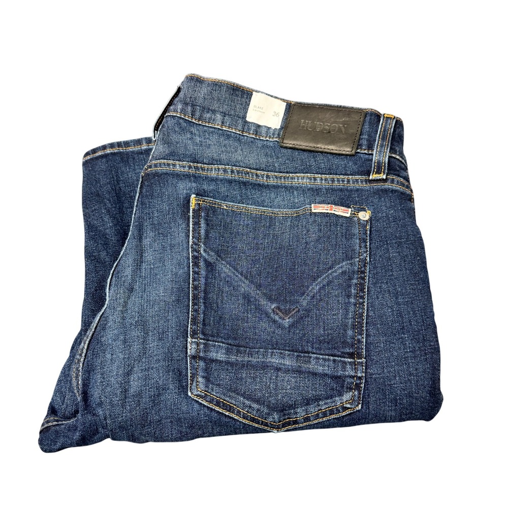 Hudson Jeans Mens 36 (36x34 ACTUAL) Blake Slim Straight Blue Denim Stretch